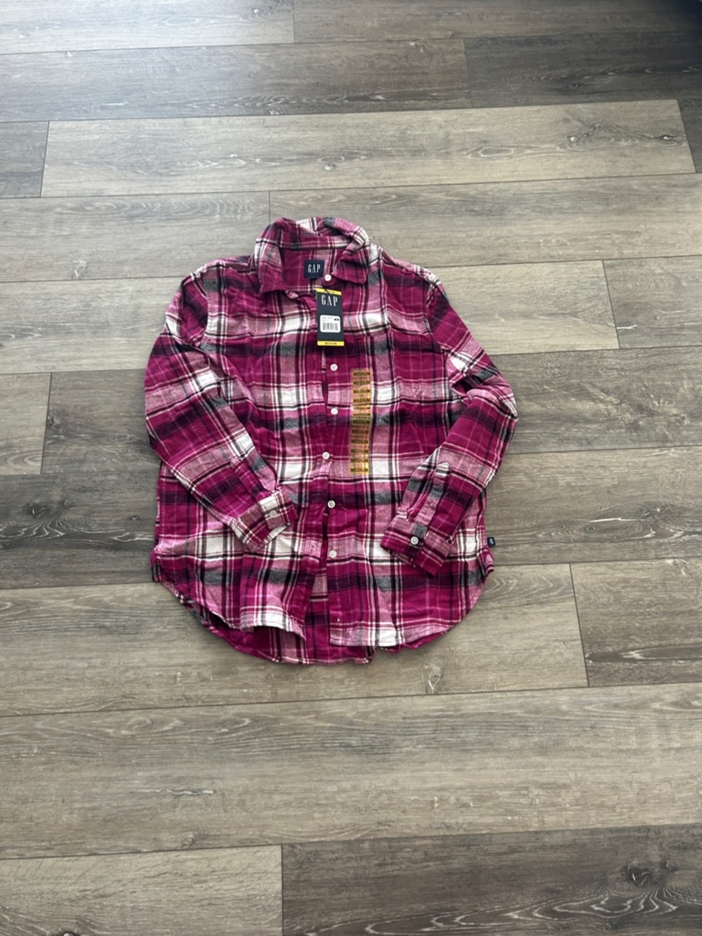 GAP Magenta Plaid Flannel Shirt